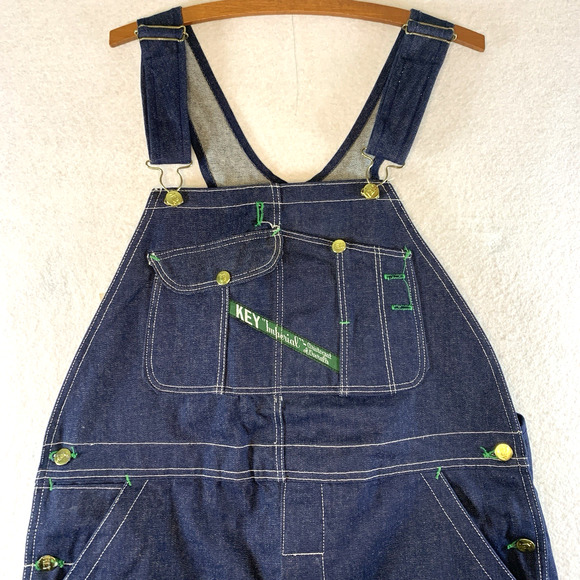 Vintage 1940s Key Imperial Aristocrat Men Denim Bib Overalls 36X32 Crisp Durable - Picture 2 of 15